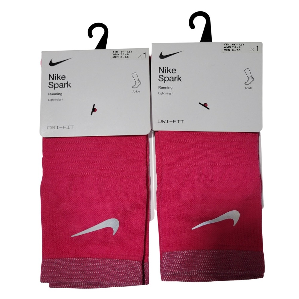 Nike Spark Running Ankle Socks Women 7.5-9 Men 6-7.5 Yth 6Y-7.5Y Reflective Pink